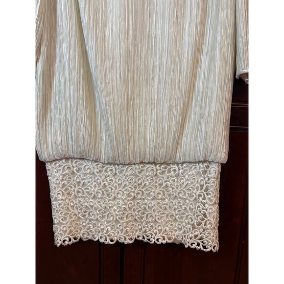 Vintage Pierre Labiche Cream Pleated Dress with Lace Detail Size 10 - Picture 6 of 15